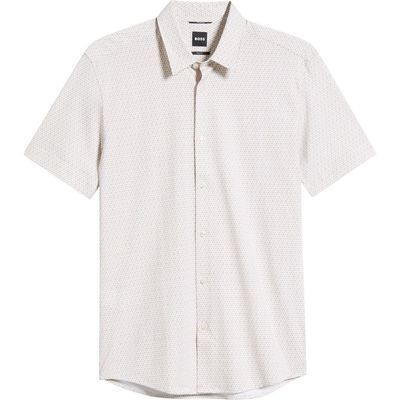 BOSS BOSS Roan Print Button-Up Cotton Blend Shirt