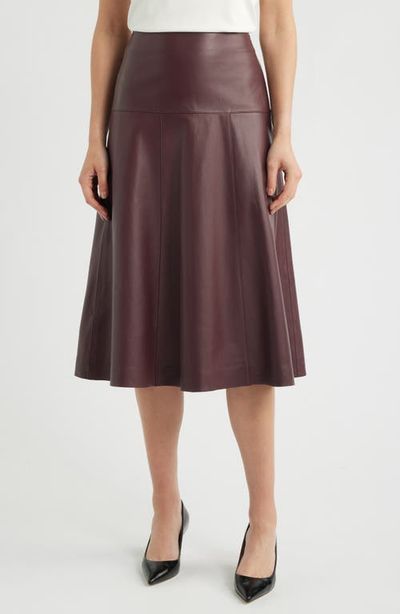 BOSS BOSS Sevani A-Line Leather Midi Skirt
