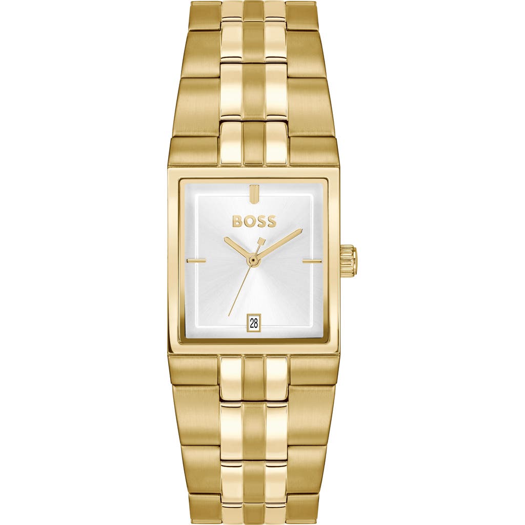 BOSS BOSS Strivo Goldtone Tank Bracelet Watch, 25.6mm x 28mm
