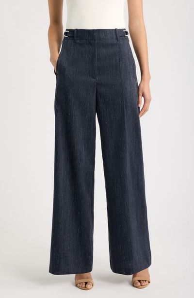 BOSS BOSS Tamilly Virgin Wool and Linen Blend Wide Leg Trousers