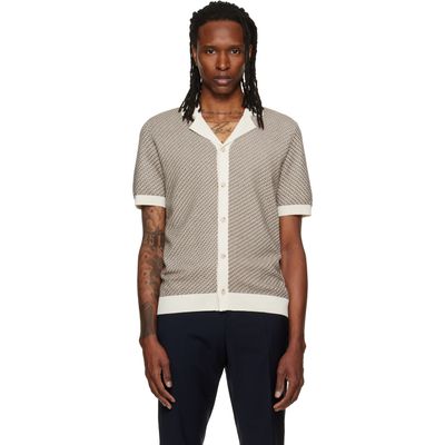 BOSS BOSS Tan Knit Short Sleeve Cardigan Shirt