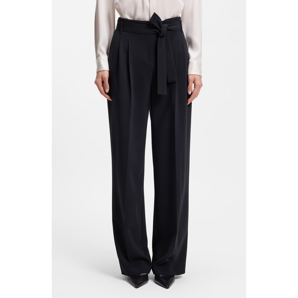 BOSS BOSS Tapiana Pleated Tie Waist Straight Leg Pants