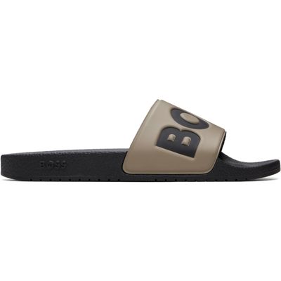 BOSS BOSS Taupe Logo Slides
