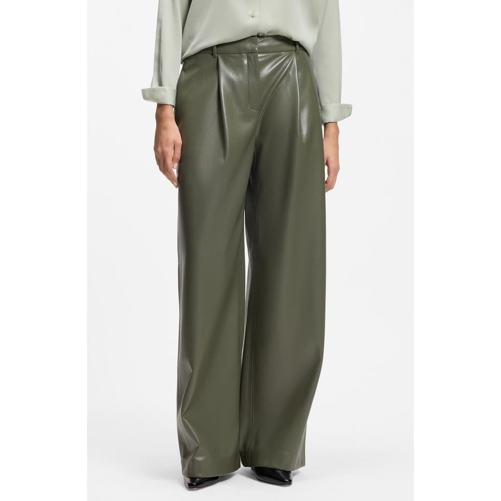 BOSS BOSS Tiana Pleated Faux Leather Pants