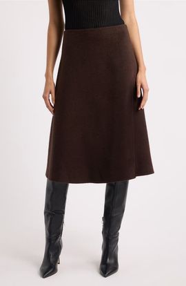 BOSS BOSS Vukina Double Face Wool & Lyocell Midi Skirt