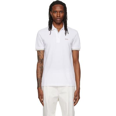 BOSS BOSS White Contrast-Tipped Cotton Piqué Polo