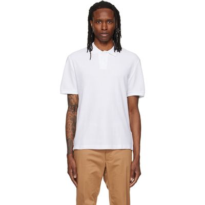 BOSS BOSS White Embroidered-Logo Polo