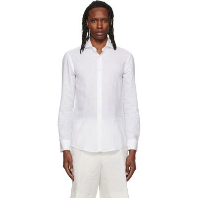 BOSS BOSS White Linen & Cotton Shirt