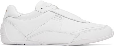 BOSS BOSS White Logo Detail Leather Sneakers