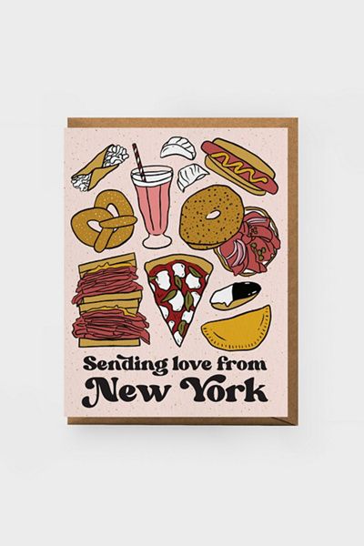 Boss Dotty Boss Dotty New York Food Love Greeting Card in Pink at Urban Outfitters