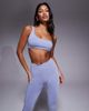 Bo+Tee Bo + Tee one shoulder sports bra in washed blue - part of a set - 4