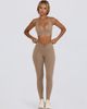 Bo+Tee Bo + Tee ruched mid rise leggings in heathered mocha-Brown - 1