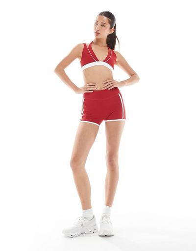 Bo+Tee Bo+Tee contrast trim mini shorts in red and white
