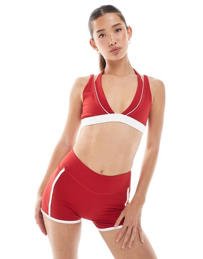 Bo+Tee Bo+Tee contrast trim sports top in red and white