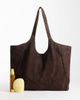 Bo+Tee Bo+Tee faux suede gym tote bag in chocolate-Brown - 2