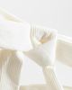 Bo+Tee Bo+Tee ribbed tie bow detail oversized shoulder bag in cream-White - 3