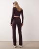 Bo+Tee Bo+Tee ruched front v-waist flare leggings in plum - part of a set-Purple - 3