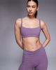 Bo+Tee Bo+Tee seam detail scoop neck sports bra in dusky purple - part of a set - 3