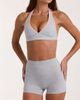 Bo+Tee Bo+Tee Soft Active halterneck plunge contrast trim sports bra in gray heather - 4
