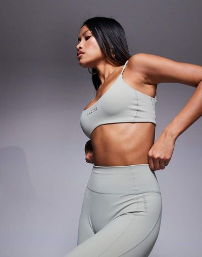 Bo+Tee Bo+Tee sports bra in mineral soft olive - part of a set-Green