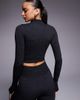 Bo+Tee Bo+Tee thermal seamless high neck long sleeve top in black leopard - 4