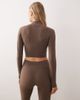 Bo+Tee Bo+Tee zip up cropped jacket in cocoa - part of a set-Brown - 3