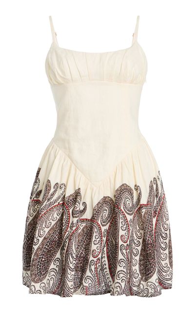 BOTEH BOTEH Cassia Gathered Linen Mini Dress