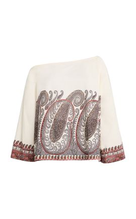 BOTEH BOTEH Cassia OffTheShoulder Paisley CottonBlend Top