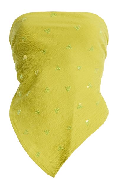 BOTEH BOTEH Solene Sequined Cotton Triangle Scarf Top