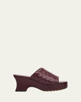 Bottega Veneta 70mm Rosita Intrecciato Leather Wedge Mules