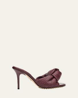 Bottega Veneta 90mm Cherry Intrecciato Leather Mules