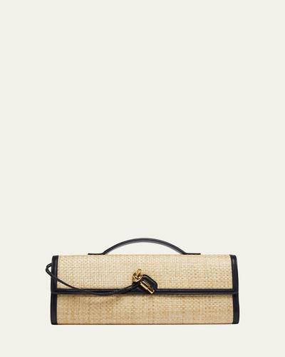 Bottega Veneta Andiamo Woven Raffia Clutch Bag