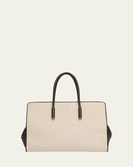 Bottega Veneta Barbara Medium Canvas and Leather Tote Bag