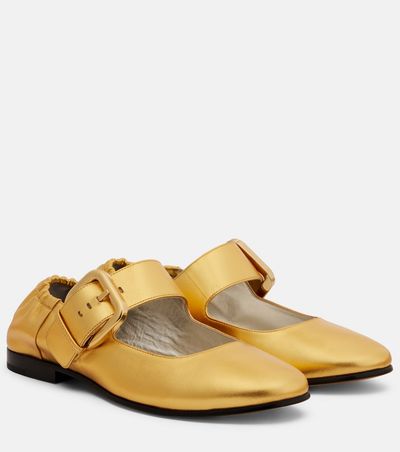 Bottega Veneta Bottega Veneta Amy metallic leather Mary Jane flats