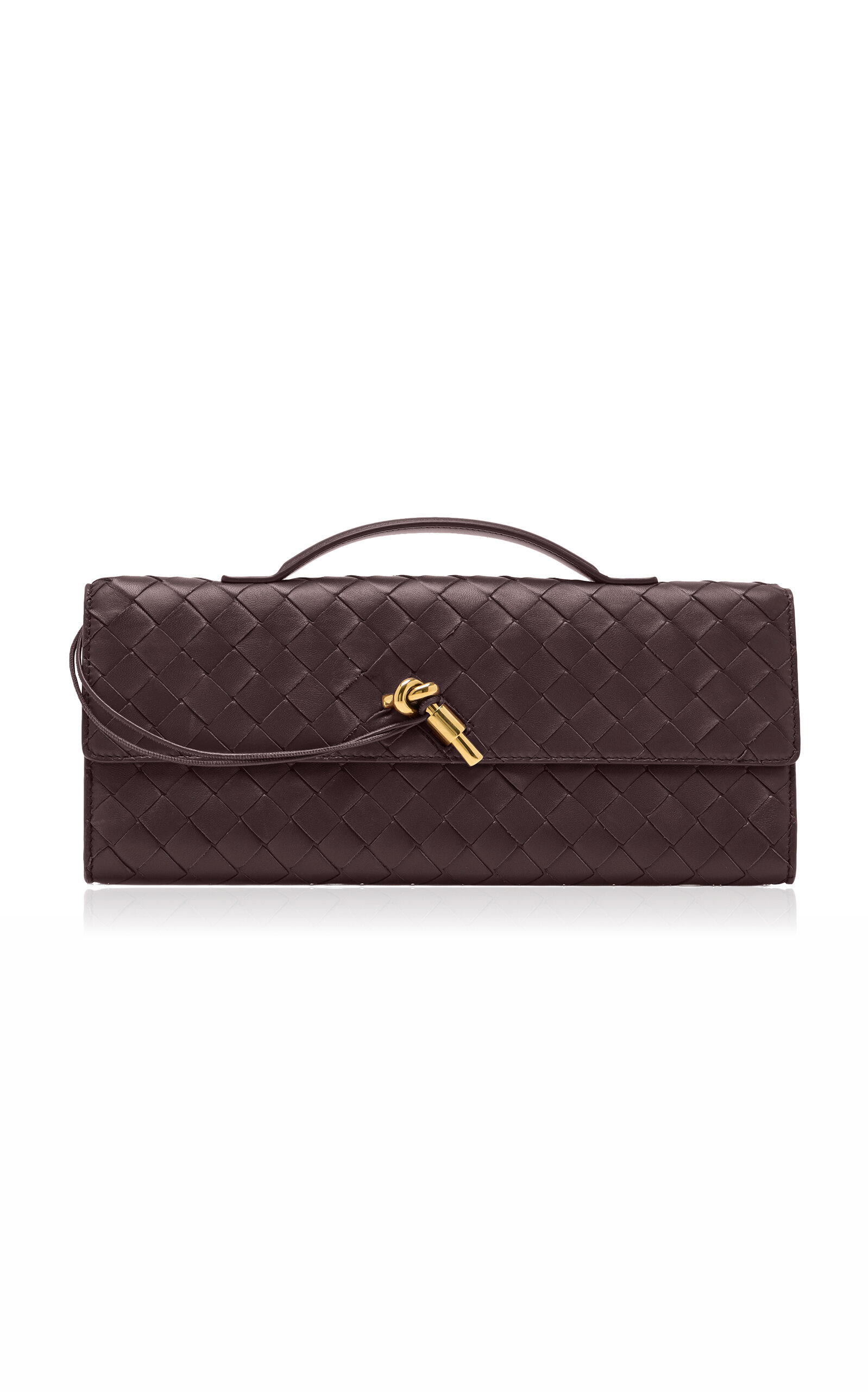 Bottega Veneta Bottega Veneta Andiamo Intrecciato Leather Clutch Burgundy OS