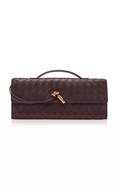 Bottega Veneta Bottega Veneta Andiamo Intrecciato Leather Clutch Burgundy OS
