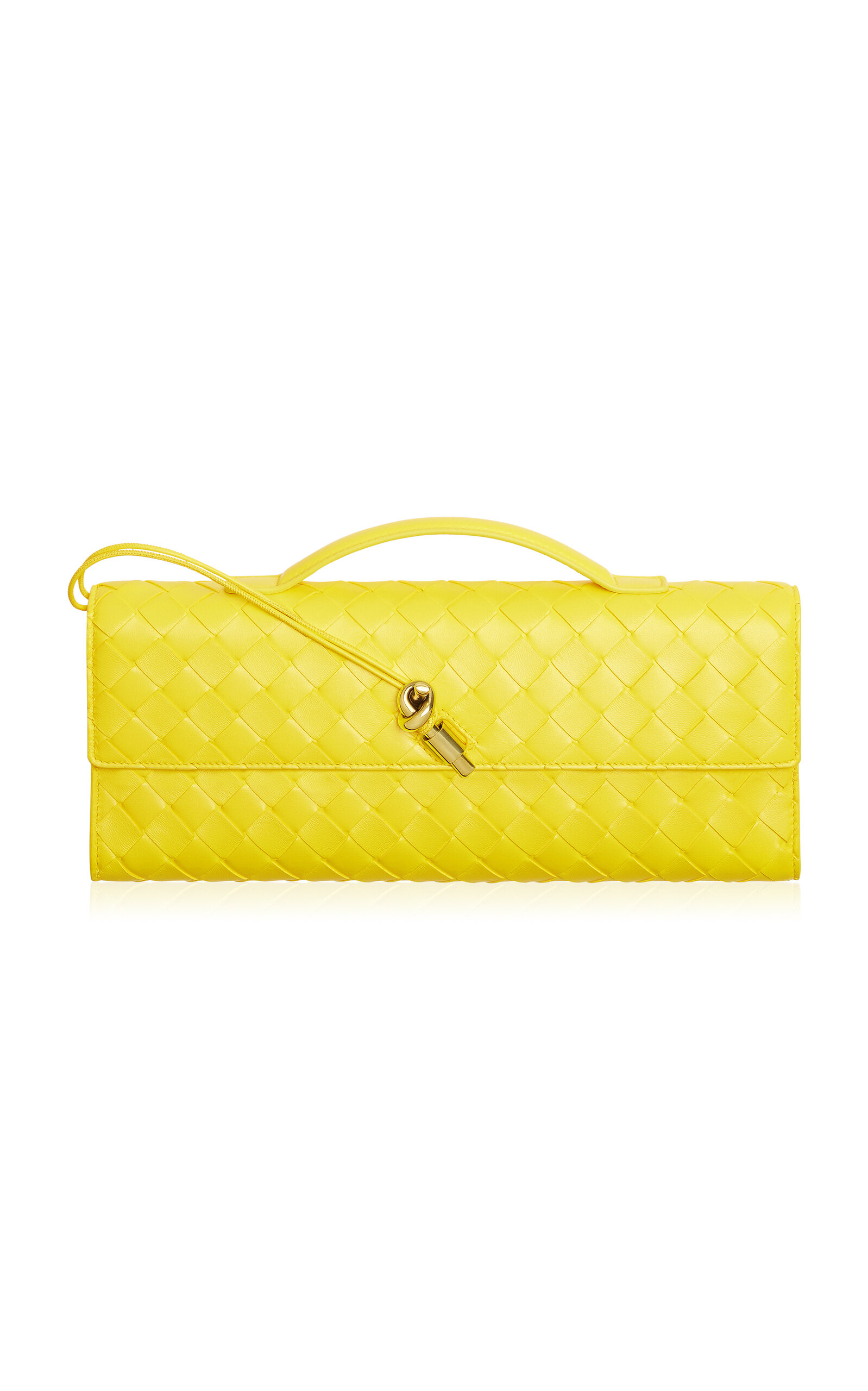 Bottega Veneta Bottega Veneta Andiamo Intrecciato Leather Clutch Yellow OS