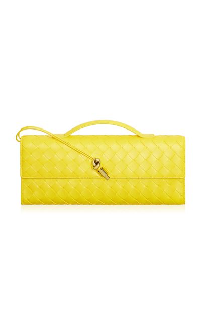 Bottega Veneta Bottega Veneta Andiamo Intrecciato Leather Clutch Yellow OS