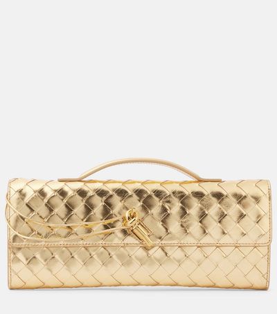 Bottega Veneta Bottega Veneta Andiamo Intrecciato metallic leather clutch