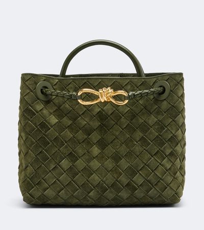 Bottega Veneta Bottega Veneta Andiamo Intrecciato Small suede top-handle bag