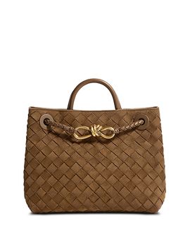 Bottega Veneta Bottega Veneta Andiamo Intrecciato Suede Top Handle Bag