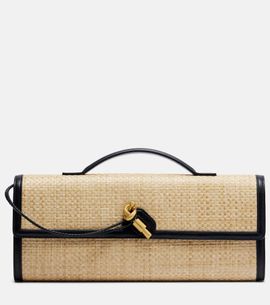 Bottega Veneta Bottega Veneta Andiamo leather-trimmed raffia clutch