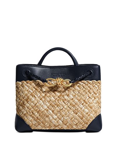 Bottega Veneta Bottega Veneta Andiamo Small Intreccio Raffia Top Handle Bag