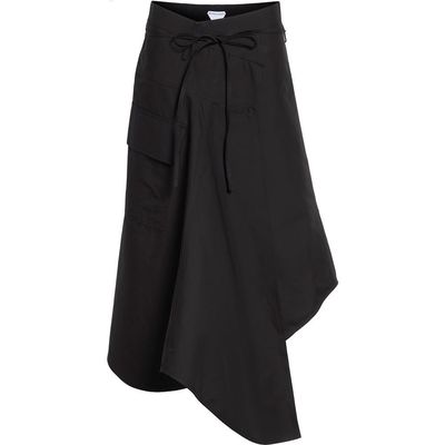 Bottega Veneta Bottega Veneta Asymmetric Compact Cotton Toile Wrap Skirt