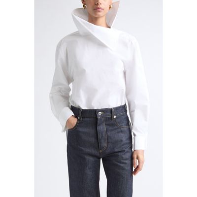 Bottega Veneta Bottega Veneta Asymmetric Draped Collar Cotton Poplin Shirt
