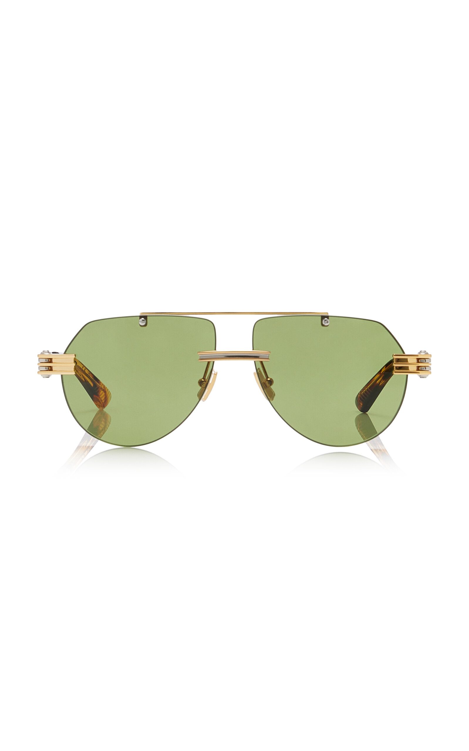 Bottega Veneta Bottega Veneta AviatorFrame Metal Sunglasses Green OS