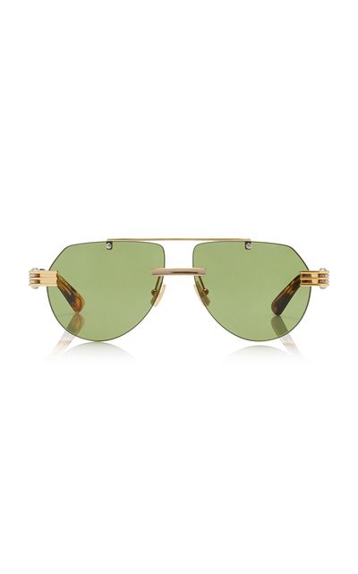 Bottega Veneta Bottega Veneta AviatorFrame Metal Sunglasses Green OS