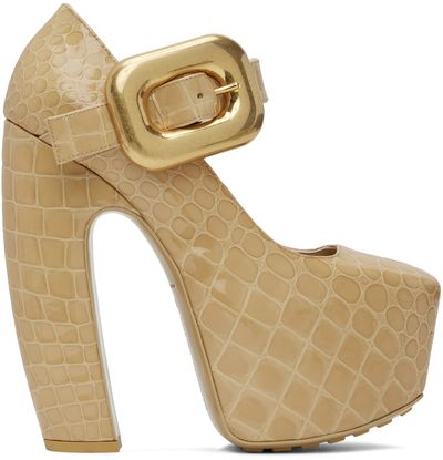 Bottega Veneta Bottega Veneta Beige Mostra Mary-Jane Pump Heels