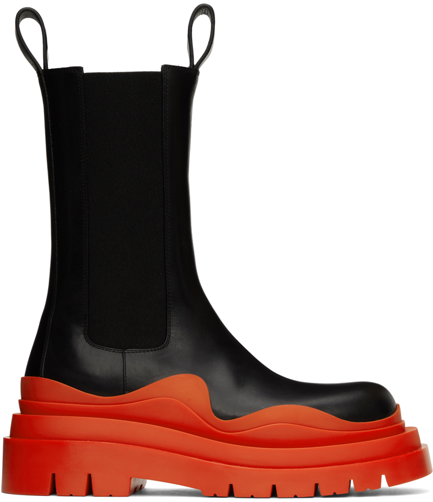 Bottega Veneta - Black & Orange Tire Chelsea Boots