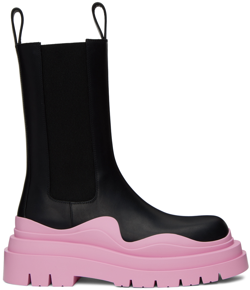 Bottega Veneta - Black & Pink Tire Chelsea Boots